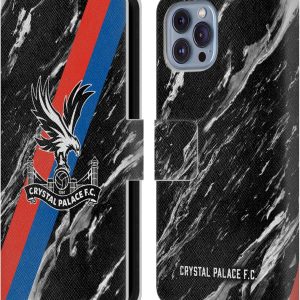 Head Case Designs Officially Licensed Crystal Palace FC Black Marble Crest Leather Book Wallet Case Cover Compatible With Apple iPhone 14