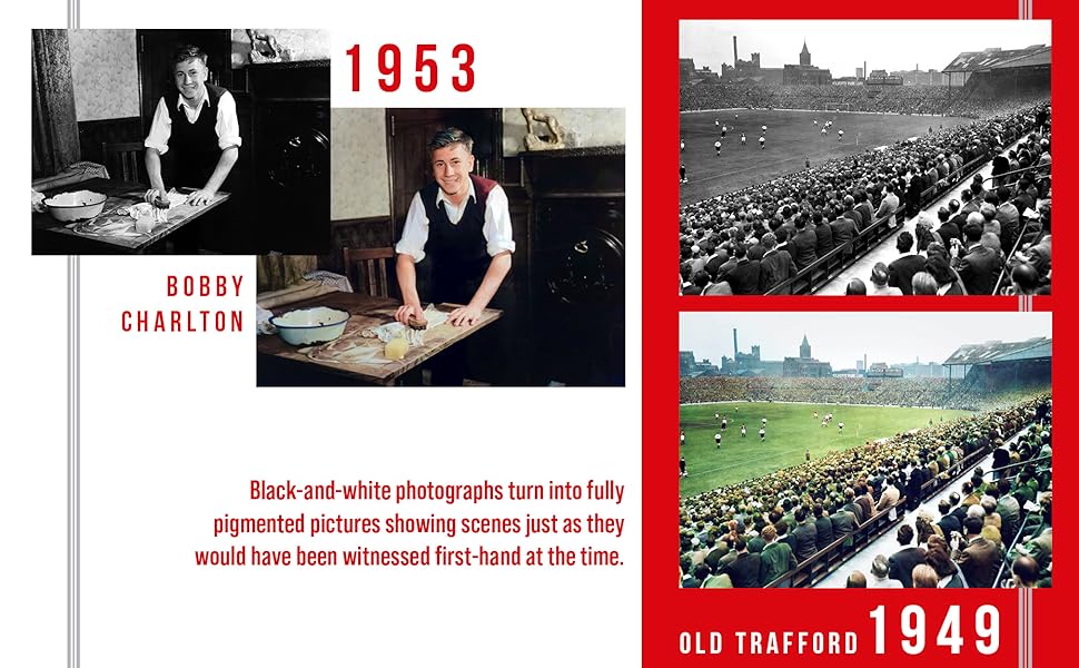 Manchester United, colourisation, football, history, photography, busby babes, 