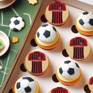 Bournemouth Football Club Colours Personalised Edible Cake Topper Matching Cupcake Toppers Printed on Icing Sheets, Round, Square, Costco, Cupcake Toppers - Happy Birthday (4. Shirt cupcake toppers)