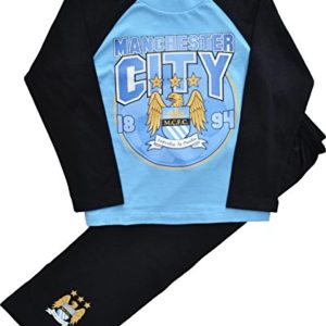 Boys Manchester City Football Club Long Pyjamas Size 5-6 Years Blue