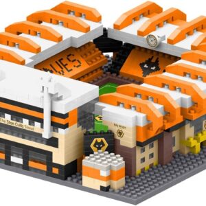 FOCO Officially Licensed Wolverhampton Wanderers FC Molineux 3D Bricks Mini BRXLZ Football Stadium Construction Set - Premier League Model - 1,421 Pieces - Ages 12+ - Sports Merchandise