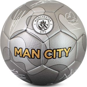 Hy-Pro Officially Licensed Manchester City F.C. Silver Camo Signature Football | Size 5, Man City, Training, Match, Merchandise, Collectible For Kids and Adults