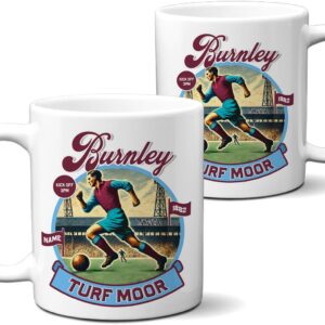 KRAFTYGIFTS Personalised Burnley Mug Nostalgia Football Fan Cup Retro Vintage Tea Coffee Fathers Day Gift for Him NFM14