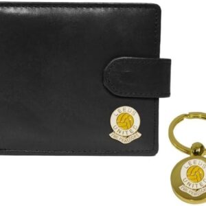 Knight Football Black Leather Wallet and Keyring Leeds
