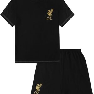 Liverpool Football Club Mens Short Black & Gold Cotton LFC Pyjama Set