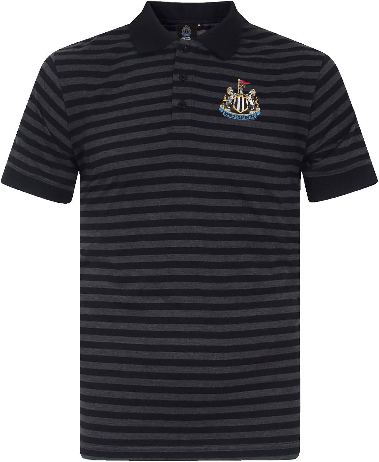 Newcastle United Mens Polo Shirt Striped Marl Yarn Dye Official Football Gift