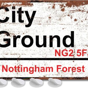 Nottingham Forest Gifts for Men or Boys - The City Ground Street Sign NFFC Football Fan Metal Road Sign, Mens Metal Poster Football Ground Plaque for Dads FC Man Cave Merch or Home Bar Signs