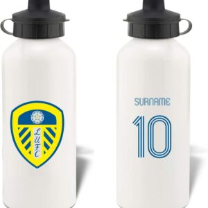 Personalised 'Retro Shirt' design Sports Water Bottle for Leeds United FC fans - 600ml White Aluminium Bottle