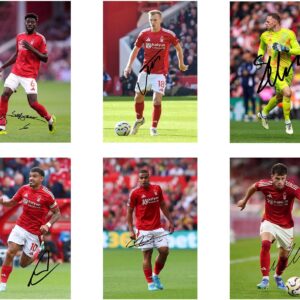 Set of 18 Individual Nottingham Forest 2024/5 Football Players Signed 6X4 Inch Photo Prints With Pre Printed Signatures That Would Make A Great Gift For Any Fan.
