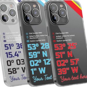 SmartGiftShop Personalised Phone Case Cover Football Team Burnley Stadium Turf Moor Customised map coordinates for iPhone 16 15 14 13 12 11 United Range - Any Stadium Any City