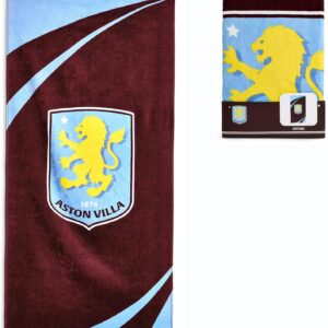 The Gift Scholars Aston Villa Beach Towel – Official Licensed 100% Cotton – Large 140 x 70 cm (55 x 28 in) – Perfect for Pool