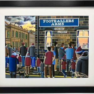 andrewrobinsonart Burnley, Retro Footballers Arms Pub, (Nr Turf Moor Stadium). Framed Football Art Print (14" x 11" Frame Size)