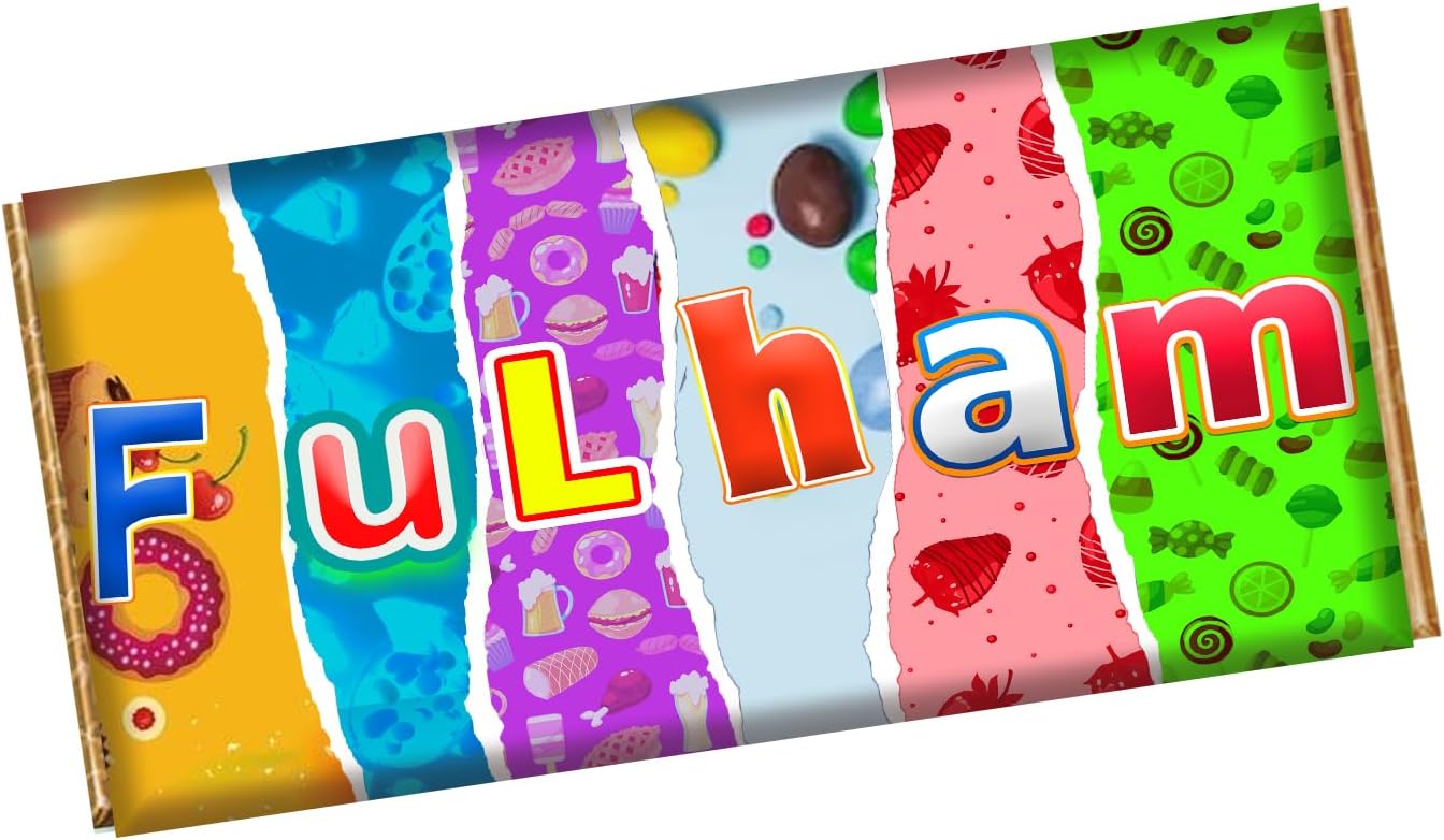Fulham England Football Club Team Chocolate Bar Wrapper Novelty Gift Present On Birthday SportDay CH-9359 (with chocolate bar (100g))
