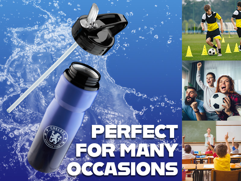 Chelsea FC Water Bottle with Straw