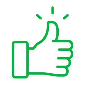 Simple neon green thumbs-up icon drawn against black background, showing a minimalist outline design with glowing effect.