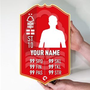 Themed Nottingham Forest Gift Personalised Football Stats Card Customised Football Gift Make Your Own (28cm x 18cm)