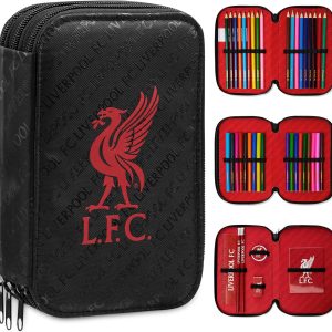Liverpool F.C. Pencil Case Filled with Stationery Set School Supplies Pen Case Multiple Compartments Writing Colouring Set Football Gifts for Him
