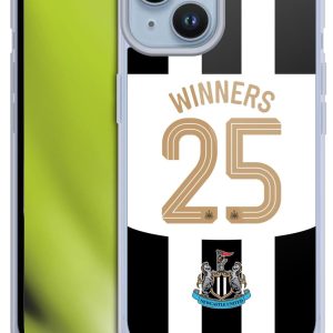 Head Case Designs Officially Licensed Newcastle United Football Club Home Kit 2025 Cup Winners Gel Case [Military Grade Protection] Compatible With Apple iPhone 14