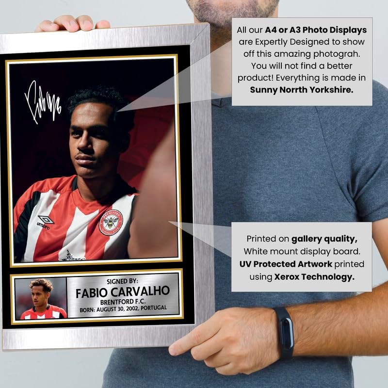 Fabio Carvalho Brentford F.C. Poster Print – Signed Autograph Style Football Wall Art – Framed or Unframed – Gift for Fans, A3 Poster + White Frame - Image 5