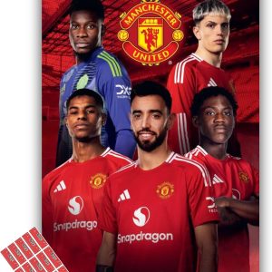 Manchester United Calendar 2025 Official Man U A3 Wall Calendar Football Gift Present with FREE Organising Stickers Included