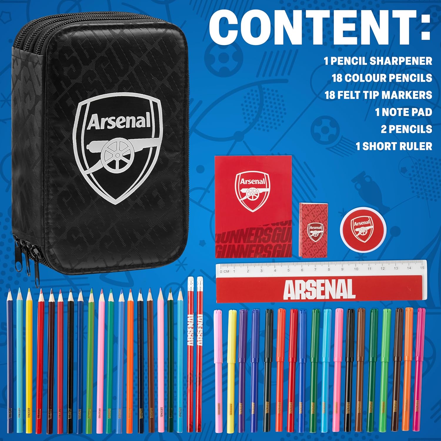 Arsenal F.C. Filled Pencil Case, Colouring and Stationery Set - School Supplies - Image 5