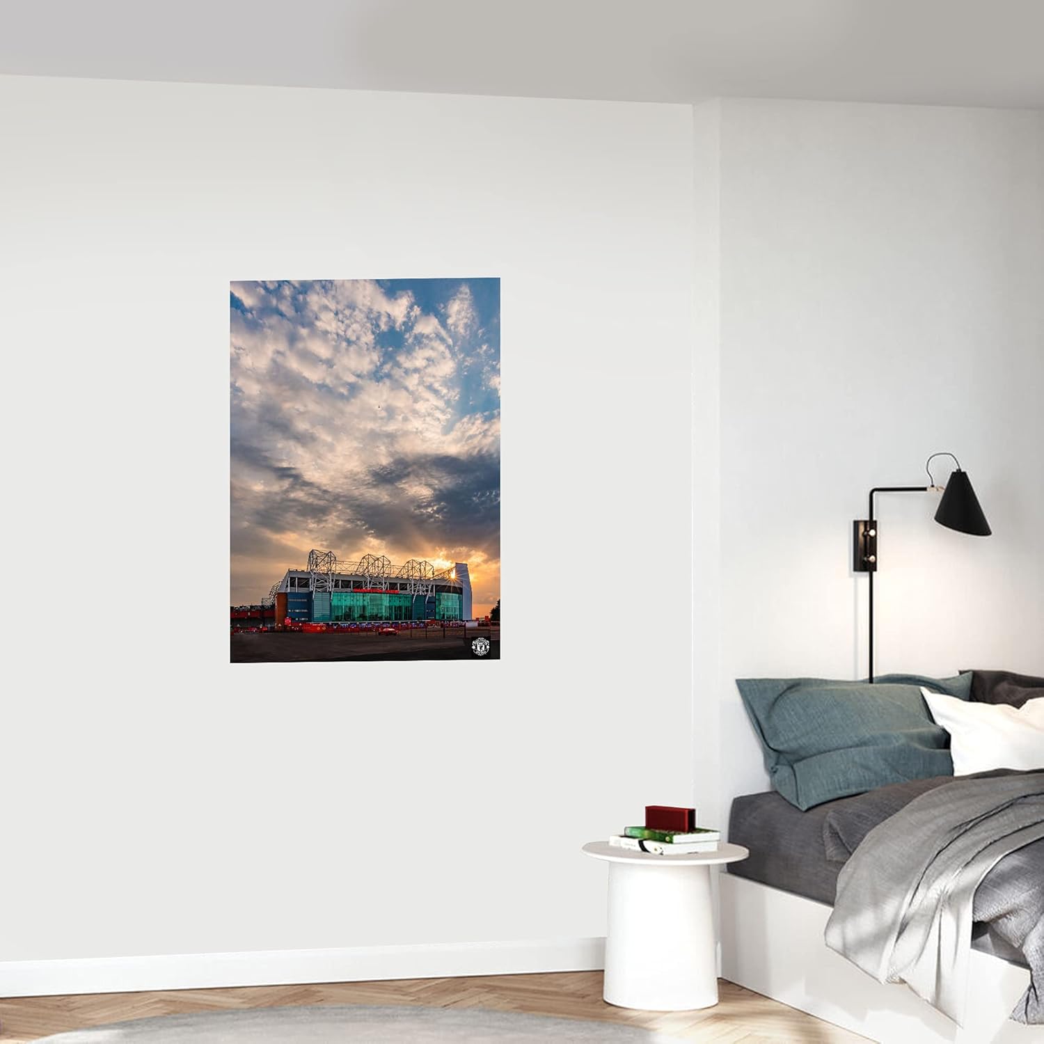 Beautiful Game Manchester United Print - Old Trafford Sunset Design Man Utd Wall Art Poster (A4, Framed - Beech Wood) - Image 3
