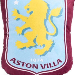 Aston Villa FC Crest Filled Plush Cushion, Official Licensed 28cm Soft Claret & Blue | Gift for Villans Fans