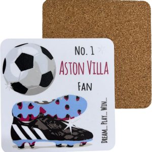 Aston Villa Villians FC Football Club Fan - COASTER DRINK MAT - by WHITE COTTON CARDS (C-FN13)