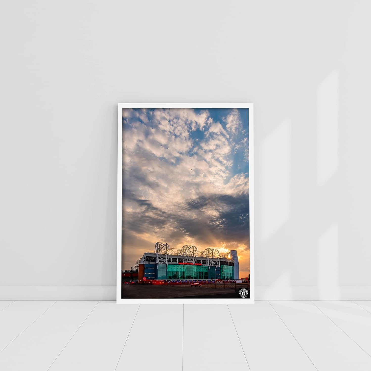 Beautiful Game Manchester United Print - Old Trafford Sunset Design Man Utd Wall Art Poster (A4, Framed - Beech Wood) - Image 2