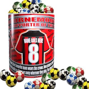 Bournemouth Football Team Shirt Personalised Mug Gift with Chocolate Footballs