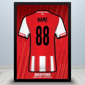 Brentford Fan Personalised A4 Print (unframed) Football Gift, Birthday Gift, Fan Print, Artwork, Team Kits