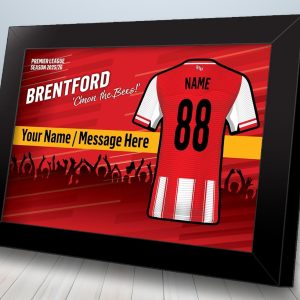 Brentford Football Fan Personalised Print - Football Gift, Birthday Gift, Fan Print, Artwork, Team Kits (7" x 5" Framed Print)