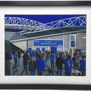 Brighton & Hove Football Stadium Framed,Professionally Printed Memorabilia Giclee Art Print.