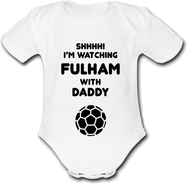 FULHAM Shhhh! I'm watching with Daddy Mummy Grandad Unique Football Babygrow Cute Personalised Funny Baby Vest Grow Boys Girls Unisex Gift Babygrow Bodysuit