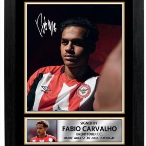 Fabio Carvalho Brentford F.C. Poster Print – Signed Autograph Style Football Wall Art – Framed or Unframed – Gift for Fans, A3 Poster + White Frame