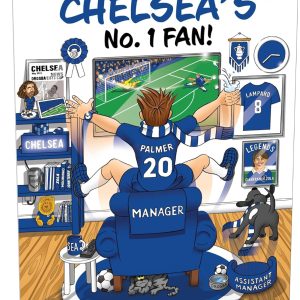 Football Birthday Card for Number 1 Chelsea Fan – Lots of Club Inspired Details – Large A5 Card Size – Made in the UK – For Him or Her Supporters