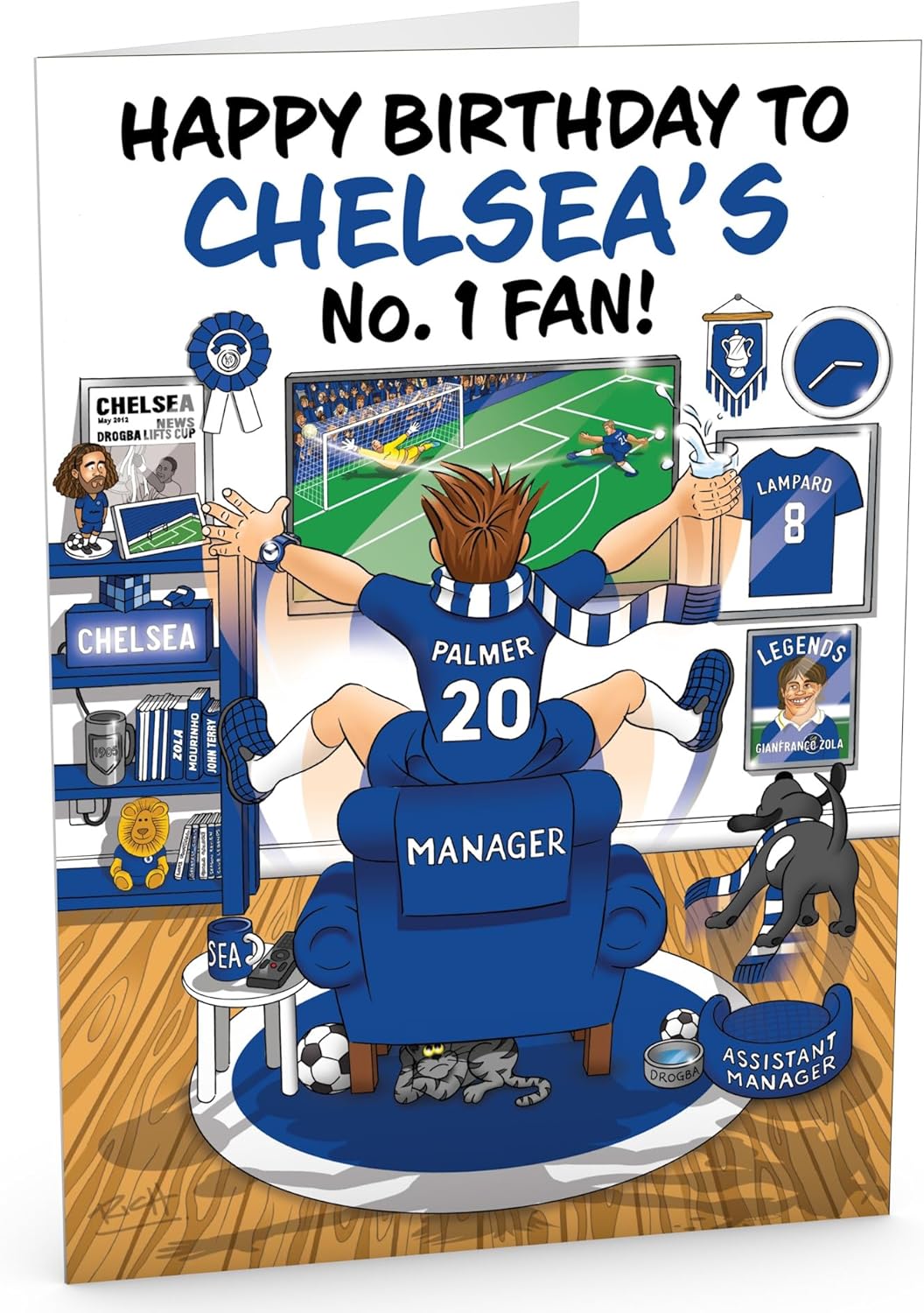 Football Birthday Card for Number 1 Chelsea Fan – Lots of Club Inspired Details – Large A5 Card Size – Made in the UK – For Him or Her Supporters