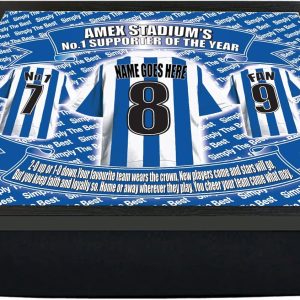 Generic Brighton Football Shirt Personalised Lap Tray Gift - Blue Resin Rectangular Padded Lap Tray - 33cm x 45cm