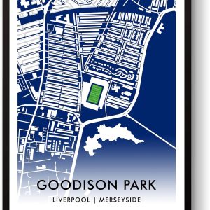 GroundDesigns EVERTON FC Football Gift GOODISON PARK Stadium Art Map A3 Print EFC