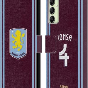 Head Case Designs Officially Licensed Aston Villa Football Club Ezri Konsa 2024/25 Crest Player Kit Leather Book Wallet Case Cover Compatible With Samsung Galaxy A14 5G
