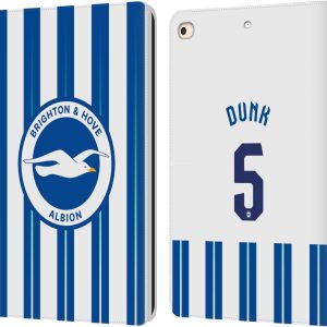 Head Case Designs Officially Licensed Brighton & Hove Albion F.C Lewis Dunk 2024/25 Players Home Kit Leather Wallet Case Compatible With Apple iPad 9.7 2017 / iPad 9.7 2018