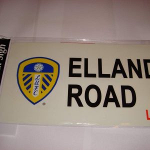 LEEDS UNITED LARGE METAL ELLAND ROAD STREET SIGN 10"x18"