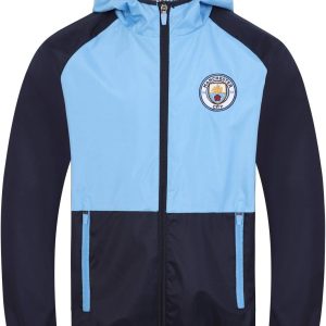 MANCHESTER CITY Boys Jacket Shower Windbreaker Kids OFFICIAL Football Gift
