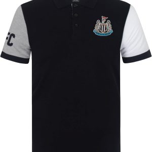 Newcastle United FC Official Gift Mens Contrast Sleeve Polo Shirt Black XXL
