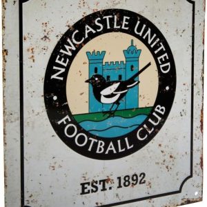 Newcastle United Retro Logo Sign - Multi-Colour, 23 cm x 25 cm, Alloy Steel, Wall Mount