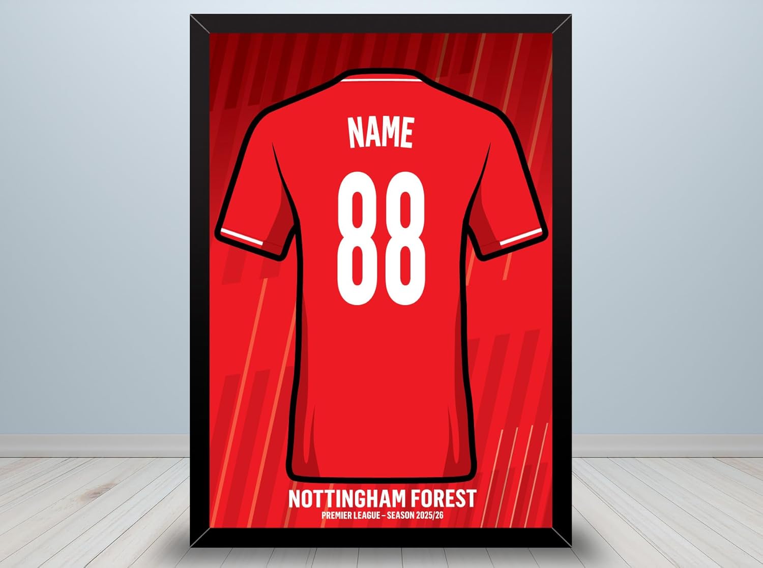 Nottingham Forest Fan Personalised A4 Print (unframed) Football Gift, Birthday Gift, Fan Print, Artwork, Team Kits