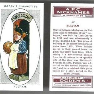 OGDENS Football Club Nicknames cigarette card Fulham (Craven Cottage) COTTAGERS