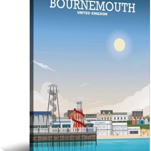 VTGCLT England Bournemouth Vintage Travel Posters Professional Football Club Canvas Painting Pictures Prints Wall Art for Bedroom Office Decor 12x18inch(30x45cm)