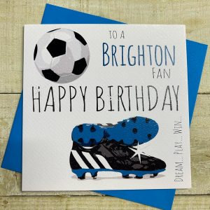 WHITE COTTON BRIGHTON FOOTBALL FC FAN, BIRTHDAY CARD CARDS (FFP42), 16cm x 16cm