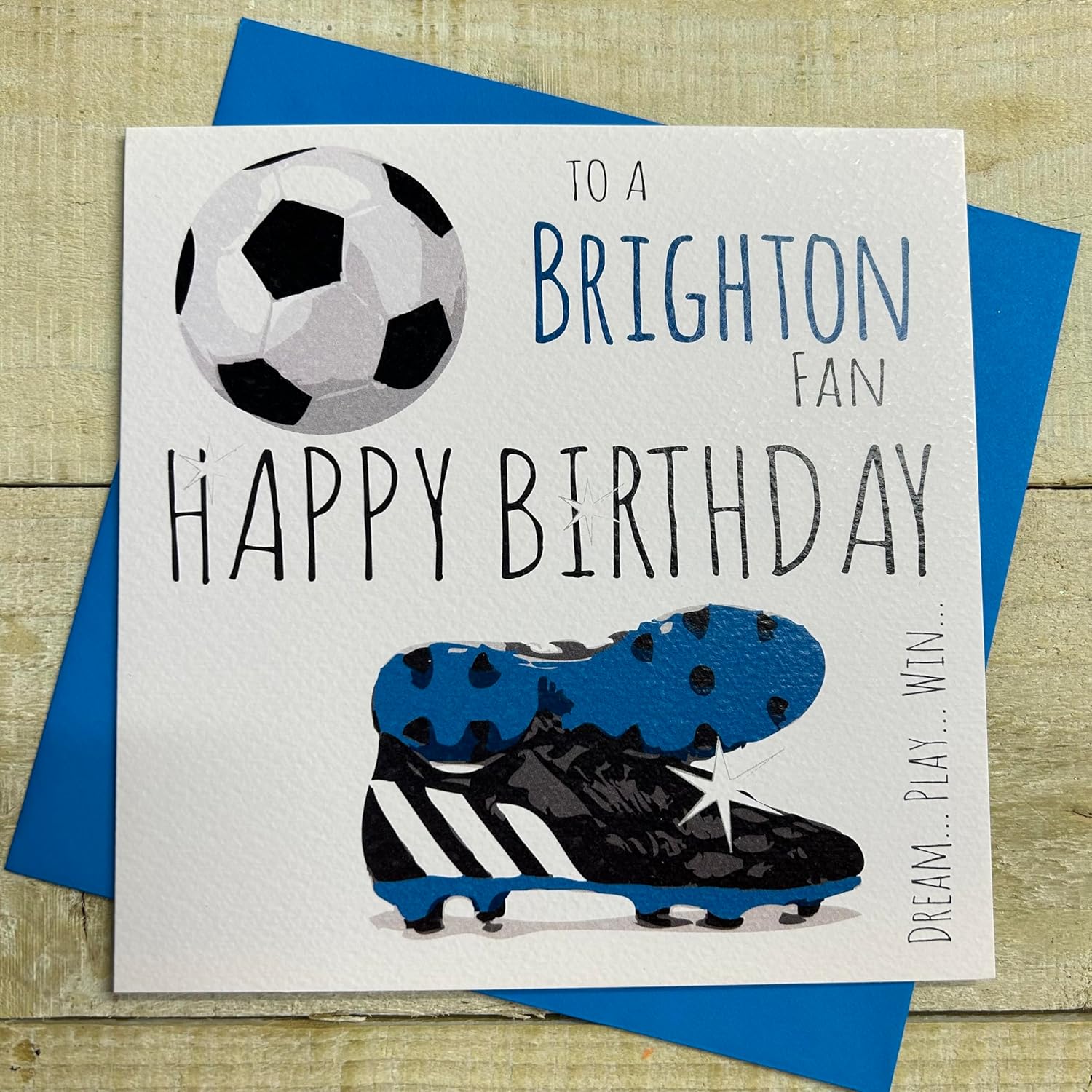 WHITE COTTON BRIGHTON FOOTBALL FC FAN, BIRTHDAY CARD CARDS (FFP42), 16cm x 16cm